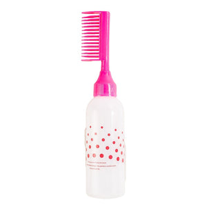 Garrafa de cabelo vazio com pincel aplicador.
