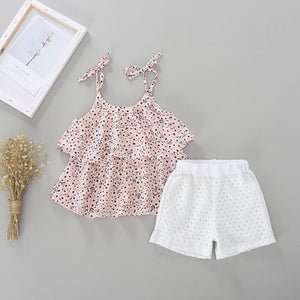 Conjunto Summer Blusa Babados de alcinha com Shorts - Tamanho de 0 a 5 anos