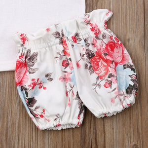 Conjunto 2 Peças Ciganinha Rendada Shorts Floral  - Tamanhos de 0 a 4 anos