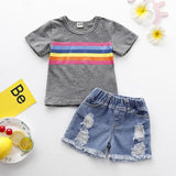 Conjunto Camiseta + Shorts Jeans - Tamanhos de 1 a 4 anos