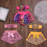 Conjunto Paetês Shorts + Faixa  - Tamanhos 0 a 2 anos