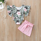 Conjunto Body Floral + Saia - Tamanhos 1 a 4 anos