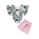 Conjunto Body Floral + Saia - Tamanhos 1 a 4 anos