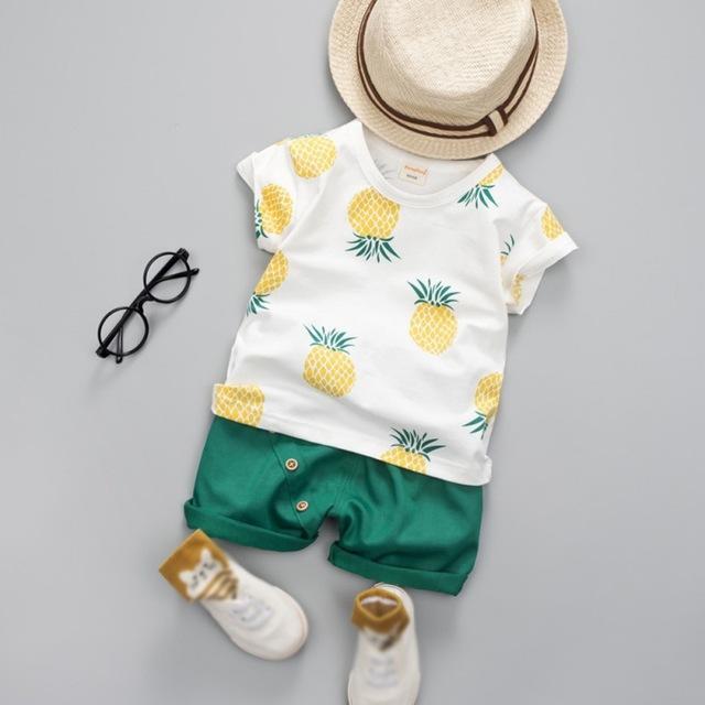 Conjunto  Abacaxi My Boy - Tamanhos 0 a 3 anos