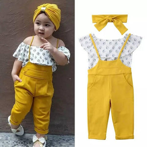 Conjunto Macacão com Cropped Ciganinha e Faixa - Tamanhos de 1 a 6 anos