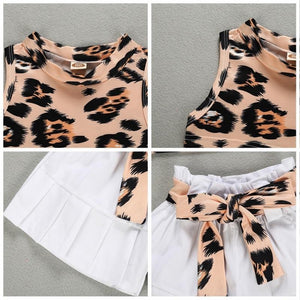 Conjunto Shorts Clochard + Cropped Leopardo - Tamanhos de 6 meses a 3 anos