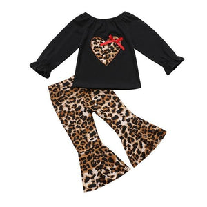 Conjunto Leopardo Calça Flare - Tamanhos de 1 a 5 anos