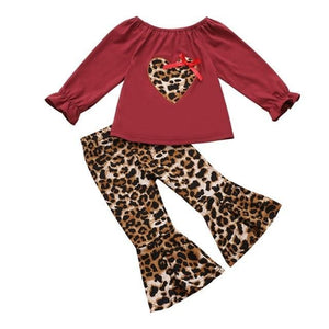 Conjunto Leopardo Calça Flare - Tamanhos de 1 a 5 anos