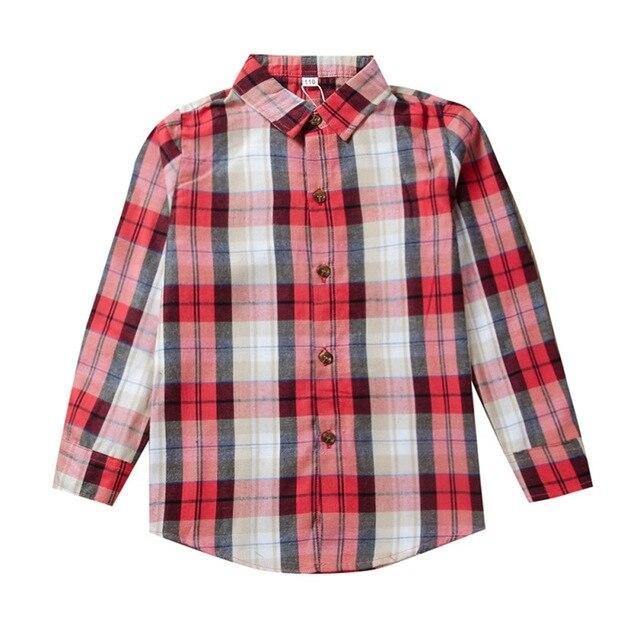 Camisa Manga Longa Xadrez Tons de Vermelho - Tamanhos de 2 a 9 anos