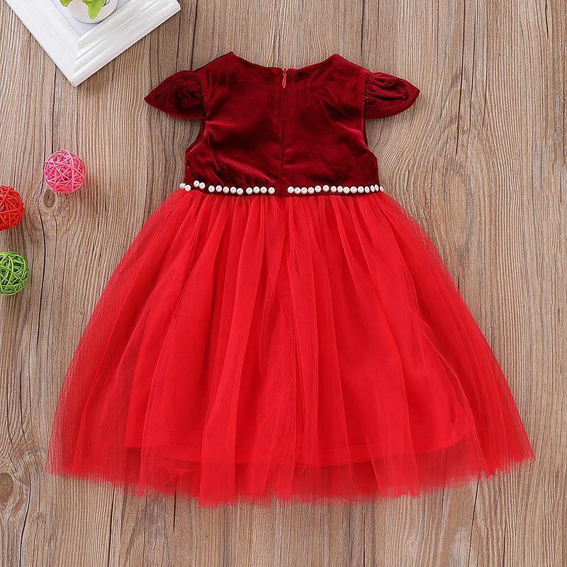 Vestido Red com Pérolas - Tamanhos de 6 meses a 5 anos