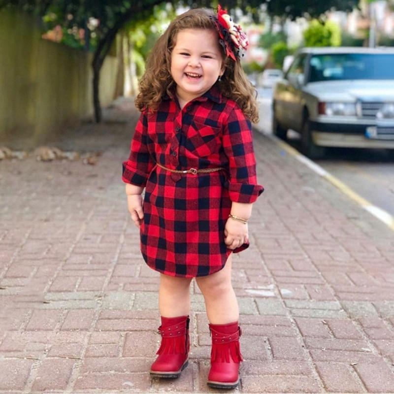 Vestido Chemise Xadrez com Cinto - Tamanhos de 1 a 5 anos