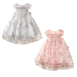 Vestido Princesa Floral Bordado - Tamanhos de 1 a 6 anos