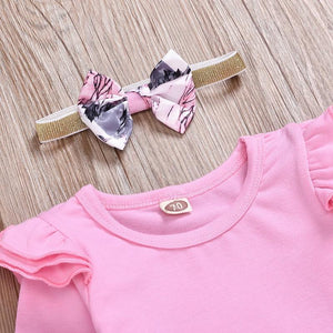 Conjunto Body com Saia e Suspensório Floral - Tamanhos de 0 a 2 anos