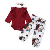 Conjunto 3 Peças Floral Body Fru Fru - Tamanhos do RN a 18 meses