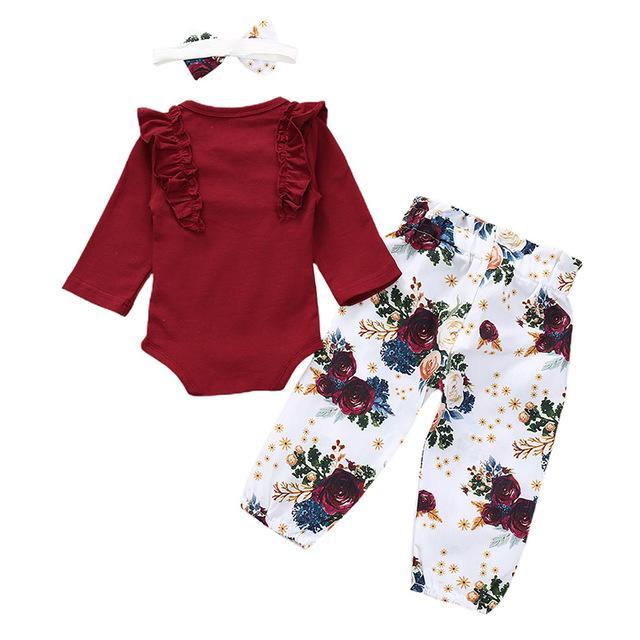 Conjunto 3 Peças Floral Body Fru Fru - Tamanhos do RN a 18 meses