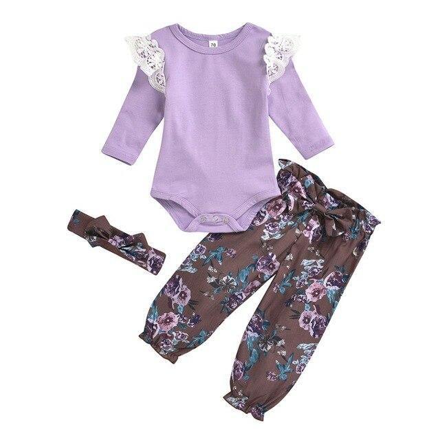 Conjunto Floral 3 Peças Love - Tamanhos de 0 a 18 meses