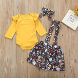 Conjunto Body Saia Floral com Alça e Faixa - Tamanhos de 0 a 18 meses