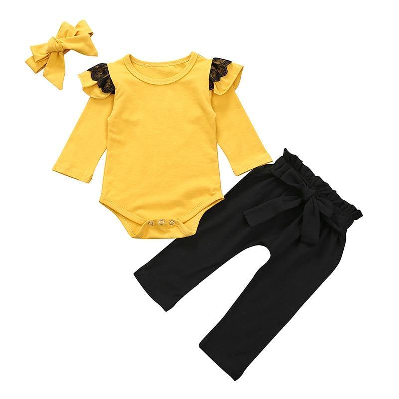 Conjunto Body Yellow 3 Peças - Tamanhos de 0 a 18 meses